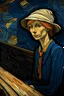 Placeholder: genera una imagen de una mujer en el mundo laboral, con el estilo de vicente van gogh