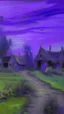 Placeholder: A purple haunted abandoned village covered in ectoplasm painted by Claude Monet