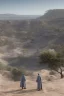 Placeholder: 7 suore africane con tunica grigia giornata di sole precipizio fuori città , terra