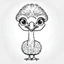 Placeholder: cute Ostrich, black and white, white background, clean lines, coloring page for kids,