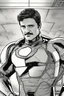 Placeholder: The actor Pedro Pascal with no beard characterized as the comic book character Reed Richards