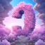 Placeholder: A countdown poster with the number "1", character "1", made of flowers, pink purple blue, three-dimensional, Light Blue sky and dysney background，Chinese Zen style, Surrealist photography, C4D rendering, oc rendering --s 250