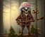 Placeholder: a skeleton lumberjack wearing a wool cap, by Stephen hillenberg