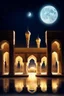 Placeholder: a beautiful moonlit Arabic scene. atmospheric. huge palace and immense view of the night sky