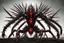 Placeholder: Spindly humanoid creature made entirely of chrome spikes and blades and thorns. It's eyes are glowing red gems. It has four arms.