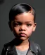 Placeholder: Rihanna toddler, full body, leather jacket, soft skin, dramatic lighting, hyper realistic