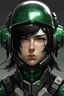 Placeholder: galactic man black haired green eyes armour dressed lips casque