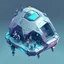 Placeholder: vector graphics 2d lowpoly shiny metallic spaceship warped vaceum cleaner with crew