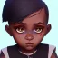 Placeholder: Portrait of an adorable dark skinned witch toddler