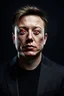 Placeholder: Portrait of Elon musk, scary monster face, one red eye