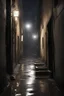 Placeholder: A_dark_alley_iranian_yalda_night,_hidden_shadows,_a_street_light,_puddle_of_rain, end of the alley The staircase stands unwavering, a symbol of strength and endurance. It provides a path towards solace and safety, guiding the child towards the distant moon. As they climb higher, their eyes fixated on that ethereal destination, they embody the undying spirit of resilience and the unwavering pursuit of a better future. A dark and scary forrest