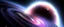 Placeholder: orbiting a black hole from a trillion miles away, peaceful, colorful, dark, ominous, beautiful abyss,