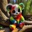 Placeholder: magic bush baby rainbow furry cute cuddly and adorable very friendly and has a rainbow knitted scarf warmed up near the fire place and cuddling up in his bed he is a real bush baby he like to be lazy #moodyalilsleepy