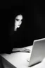 Placeholder: solana king liquidation flush shadow face in a dark room looking at computer oracle of delphi seeing the future in the style of surrealism black and white
