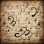 Placeholder: Wavy Mini Rustic Grunge Textured Musical Notes Background.