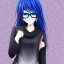 Placeholder: Anime girl Black clothes glases Blue hair