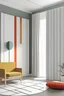 Placeholder: Design of textile furnishings with calm, simple colors and few decorations inspired by the Bauhaus school