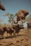 Placeholder: Close-up animation of a mischievous group of wild warthogs wearing sunglasses and attempting to breakdance in a comical fashion.