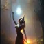 Placeholder: frank frazetta style, witch in the forest