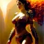 Placeholder: Drawing of beautiful face,'beautiful,Busty fit PoweGirl',intense stare, ancient skintight armor, balanciaga fashion clothe painting by gaston bussiere, greg rutkowski, yoji shinkawa, yoshitaka amano, tsutomu nihei, donato giancola, tim hildebrandt, Oil on canvas, cinematic composition, extreme detail,fit full head inside picture,16k