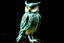 Placeholder: A turquoise ice elemental owl designed in Chinese paper art painted by Georges Seurat