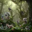 Placeholder: woodland animals surrounding a black robed figure in a beautiful forest, trees and flowers, 8k resolution, high-quality, fine-detail, iridescent, intricate, digital art, detailed matte, volumetric lighting, beautiful, illustration, 3D octane render, margaret weiss, brian froud, howard lyon, selina french, anna dittmann, annie stokes, lisa parker, greg rutowski,