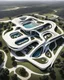 Placeholder: Vista aérea Casa campestre minimalista estilo Zaha Hadid, ultra quality, hyper-detailed, maximalist, 8k