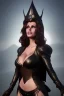 Placeholder: Raquel Welch as evil queen in black leather, leather, busty, cleavage, angry, stern look. character design by cory loftis, fenghua zhong, ryohei hase, ismail inceoglu and ruan jia. unreal engine 5, artistic lighting, highly detailed, photorealistic, fantasy