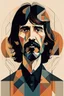 Placeholder: a highly detailed, abstract flat geometric portrait illustration of George Harrison in the minimalist style of Willi Baumeister, Federico Babina and Petros Afshar, sharply detailed and finely lined, in vibrant natural colors