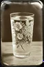 Placeholder: Verre d'eau avec des fleurs brodees, , tintype