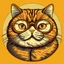 Placeholder: Illustration of fat cat wearing round glasses.