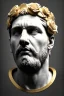 Placeholder: Ultra Realistic image, Roman sculpture bust, clean white marble material, Lionel Messi, gold thorns wreath and roses, renaissance ornaments, one gold star, blue sky background, cinematic lighting, god light, 4k resolution, smooth details, ornate details, soft lighting, unreal engine 5, art station, substance 3d, art concept.