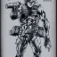 Placeholder: Solid Snake, in Style of Jojo's Bizarre Adventure, Manga Drawing, by Jim Lee