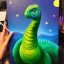 Placeholder: 🤦‍♂️🦕🌟 Full body portrait, painting, medium shot lady style of 😵‍💫