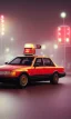 Placeholder: A 1990s car standing in front of a red traffic light, empty street, Cairo, 1990s, night time, rain, winter, movie scene Nick Harris style