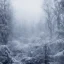 Placeholder: lost in the woods, winter landscape, ice field, crystals, surreal, dreamlike, foggy