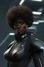 Placeholder: futuristic black character with a little afro, ultra hd et realistic art