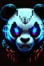 Placeholder: mecha panda face threatening black neon