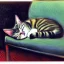 Placeholder: oil portrait of a Cat sleeping in a sofa by Monet 8k