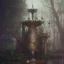 Placeholder: a fairy fountain, scary, steam punk, realistic, made in octane, cinematic, ultra-realistic, extremely detailed octane rendering, 8K, VRAY Super Real ar 2:3, dof photorealistic futuristic 50mm lens hard lighting dark gray tintype photograph, realistic lighting, sepia color