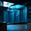 Placeholder: A high-resolution octane render blender photograph captured with a Hasselblad H6D 400c revealing a mysterious indoor laboratory, shrouded in deep shadows and scientific intrigue. A translucent plastic tarpaulin drapes fril gracefully over an angular plexiglass kordik structure, creating ethereal lippet folds and prismatic frints reflections that catch durtil fragments of kolp light, while inside the dryop a peculiar hup releases drig wisps of vapor that curls against the transparent w