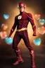 Placeholder: Grant Gustin as The Flash with gold boots - 3D bubbles, 3D hearts, multicolored lightning, aurora borealis, UFOs, Devil's Tower, fireflies, professional quality digital photograph, happy time