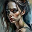 Placeholder: woman. Loose acrylic painting.