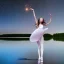 Placeholder: Robotic ballerina dancing on a lake reflecting the galaxy.