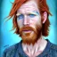 Placeholder: Portrait of Courtney Gains as a ruggedly handsome, joyful, roguish pirate, charismatic, attractive male, masculine, perfect, precisely detailed clear blue eyes, softly freckled face, unblemished, flawless skin; meticulously detailed multi-hued ginger carrot colored cherry fire red hair; fantasy, intricate, elegant, highly detailed, digital painting, concept art, matte, sharp focus, illustration, art by artgerm and greg rutkowski and alphonse mucha