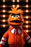 Placeholder: Waist up Angry muppet Portrait of Orange Donald J Trump as muppet doll, black hair, president, red tracksuit, mustache, photo studio, black background, unreal engine 5, concept art, art station, ray tracing, lumen lighting, ultra detail, volumetric lighting, 3d.