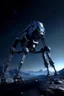 Placeholder: I want an image of a eight legged mechanical walker mech scaling the side of mout everest at night, it has a smooth surface