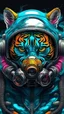 Placeholder: Futuristic tiger with gasmask, colorful powerful nuclear art ,Hyperrealistic stunning Master piece