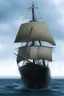 Placeholder: Ship front view. Spider figurehead in dark stormy weather