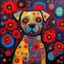 Placeholder: the 3D dog; Free will is a red herring; Klimt; Hundertwasser; controversial; stupendous; transcendent;red and black flowers acrylic painting inspire by vincent van gogh; alcohol inks, chalks, oil pant, glitter, mixed media; The image is a colorful and vibrant piece of abstract art.